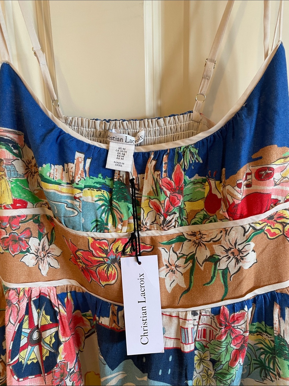 Christian Lacroix NWT Blue Multicolor Tropical Tiered Maxi Dress - Picture 5 of 11